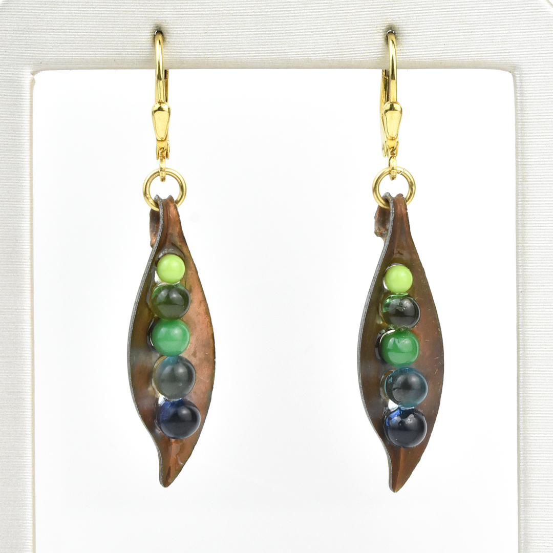 Beaded Pea Pod Earrings - Goldmakers Fine Jewelry