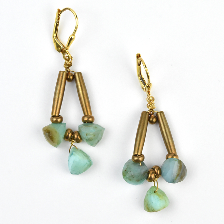 Rough Turquoise Drop Earrings - Goldmakers Fine Jewelry