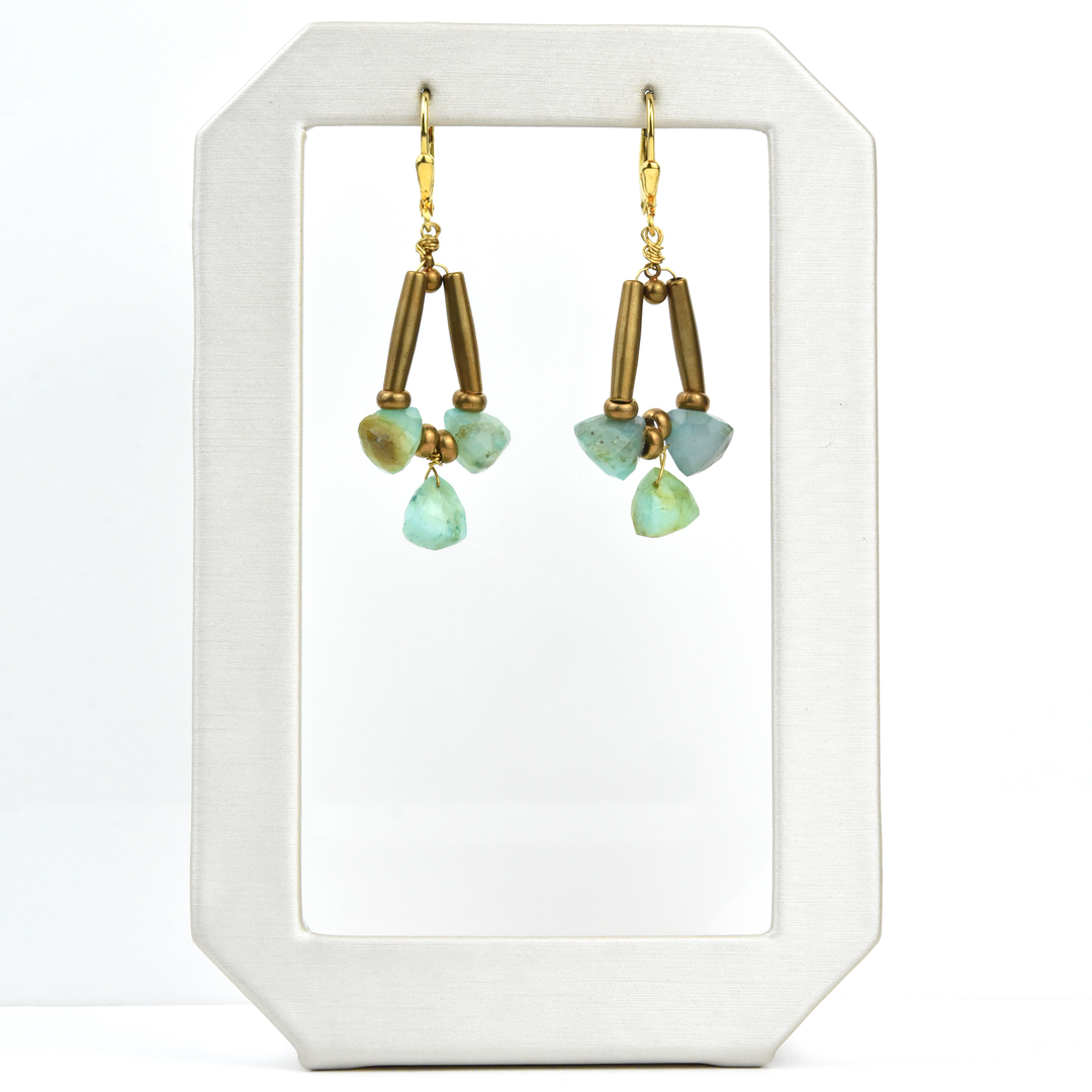 Rough Turquoise Drop Earrings - Goldmakers Fine Jewelry