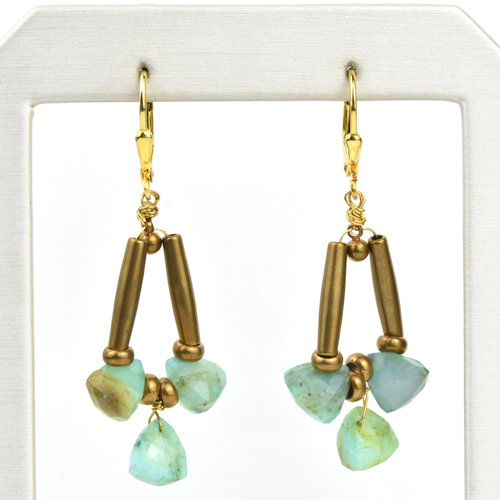 Rough Turquoise Drop Earrings - Goldmakers Fine Jewelry