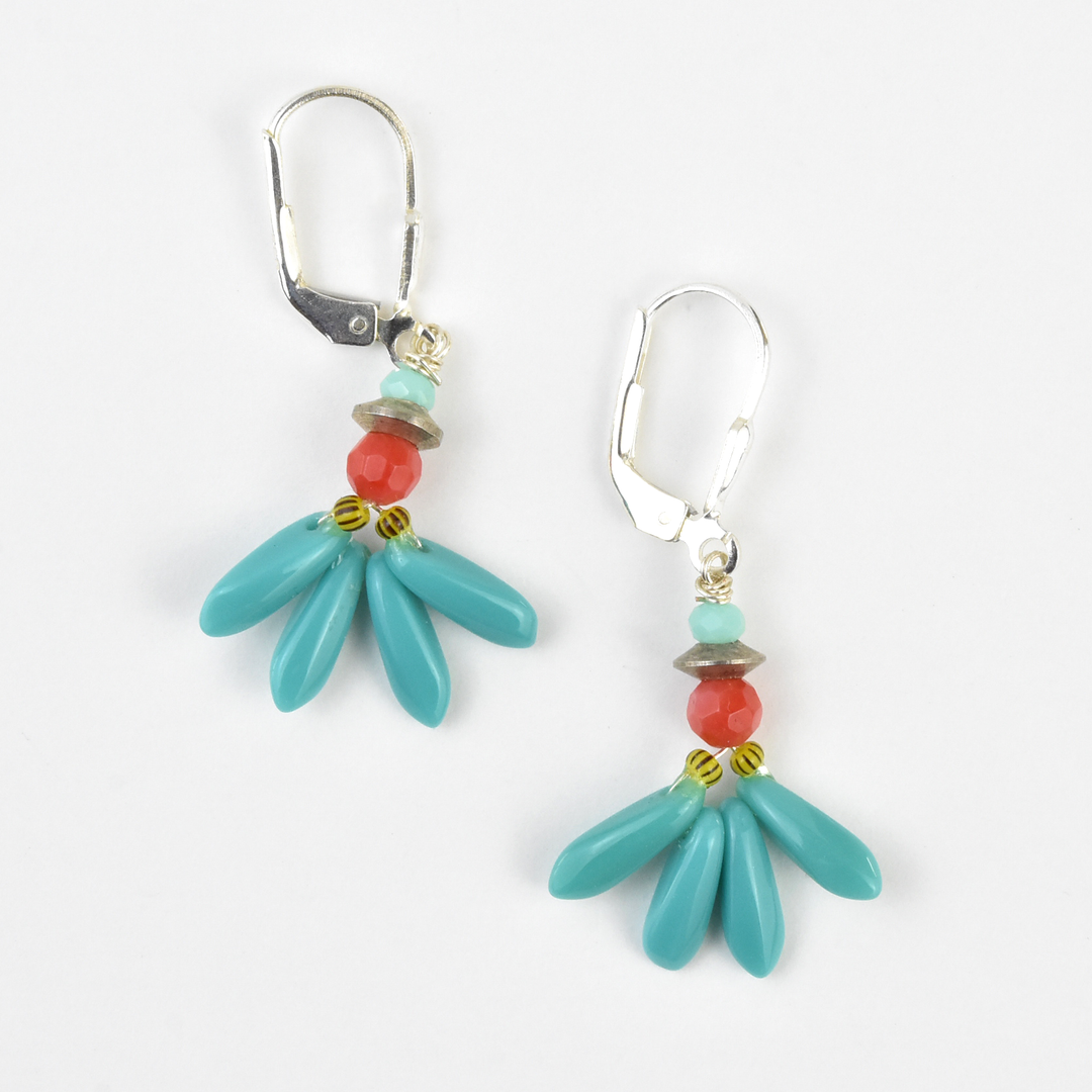 Little Turquoise Flower Drops - Goldmakers Fine Jewelry