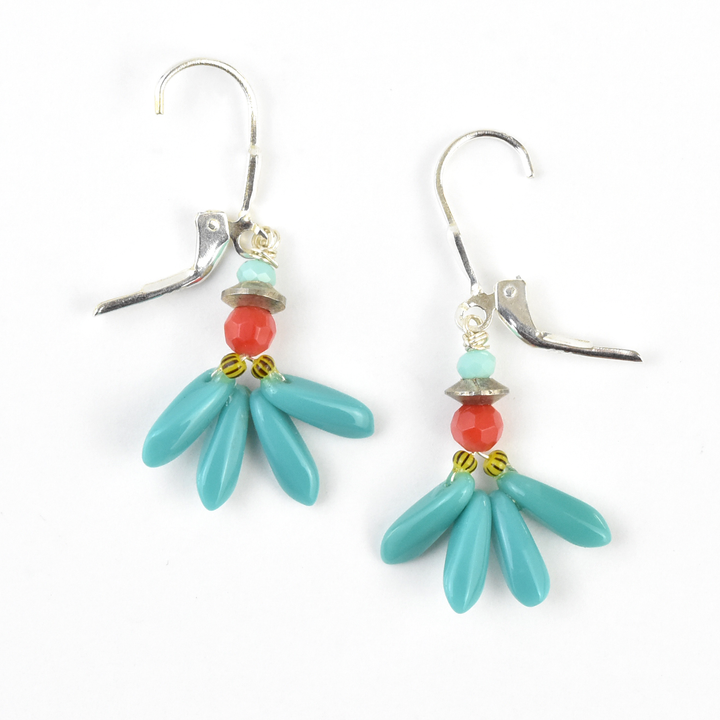 Little Turquoise Flower Drops - Goldmakers Fine Jewelry