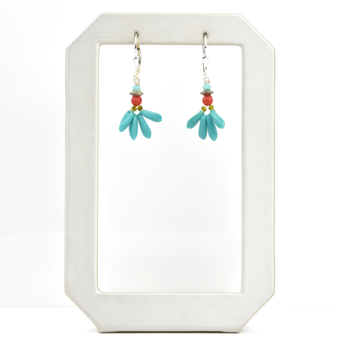 Little Turquoise Flower Drops - Goldmakers Fine Jewelry