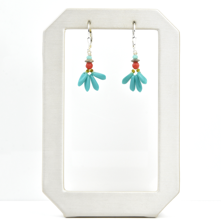 Little Turquoise Flower Drops - Goldmakers Fine Jewelry