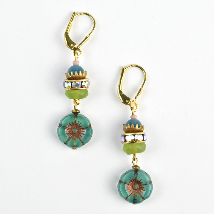 Vintage Blue Flower Drops - Goldmakers Fine Jewelry
