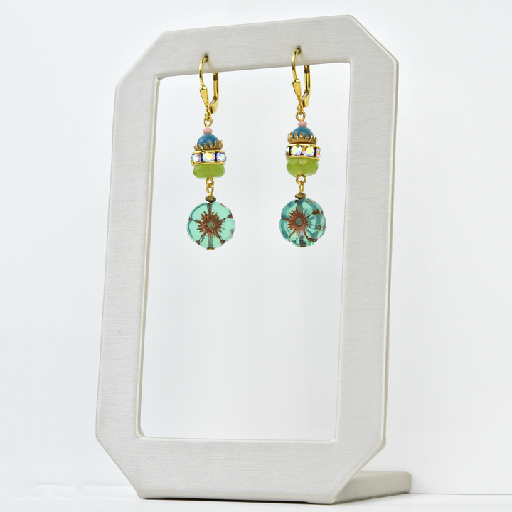 Vintage Blue Flower Drops - Goldmakers Fine Jewelry