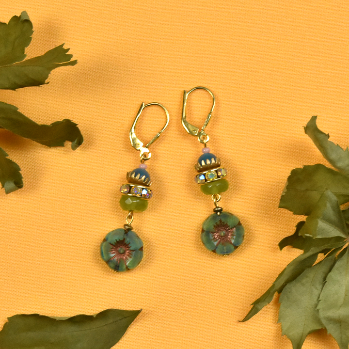 Vintage Blue Flower Drops - Goldmakers Fine Jewelry