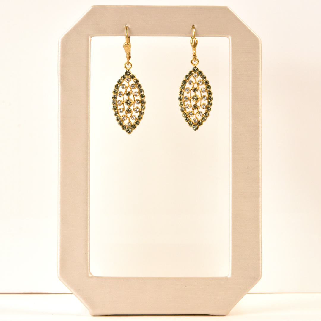 Crystal Almond Earrings in Grey Tones - Goldmakers Fine Jewelry