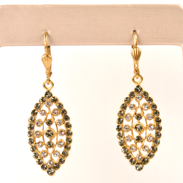 Crystal Almond Earrings in Grey Tones - Goldmakers Fine Jewelry
