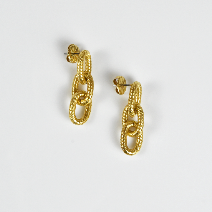 Etched Chain Link Earrings - Goldmakers Fine Jewelry