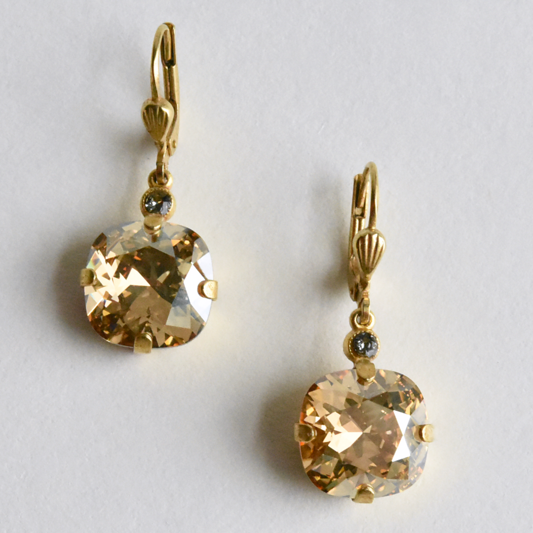 Classic Crystal Drop Earrings in Gold - Goldmakers Fine Jewelry