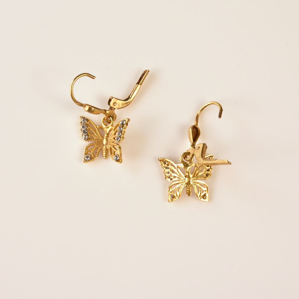 Crystal Butterfly Earrings - Goldmakers Fine Jewelry