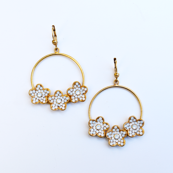 Light Flower Hoop Earrings - Goldmakers Fine Jewelry