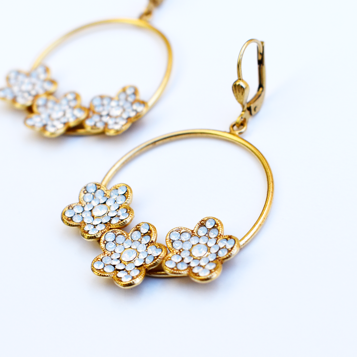 Light Flower Hoop Earrings - Goldmakers Fine Jewelry