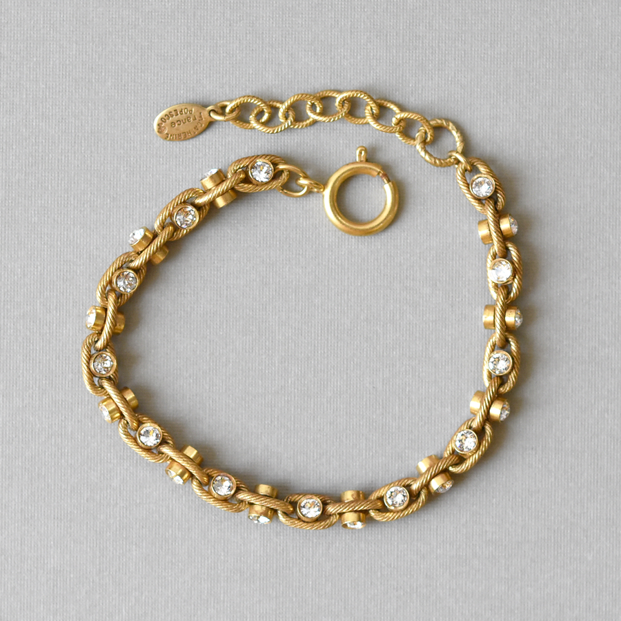 Crystal Link Bracelet in Gold Tone - Goldmakers Fine Jewelry