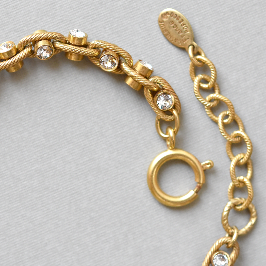 Crystal Link Bracelet in Gold Tone - Goldmakers Fine Jewelry