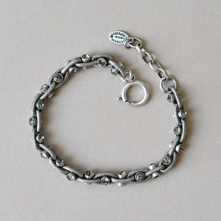 Crystal Link Bracelet in Silver Tone - Goldmakers Fine Jewelry