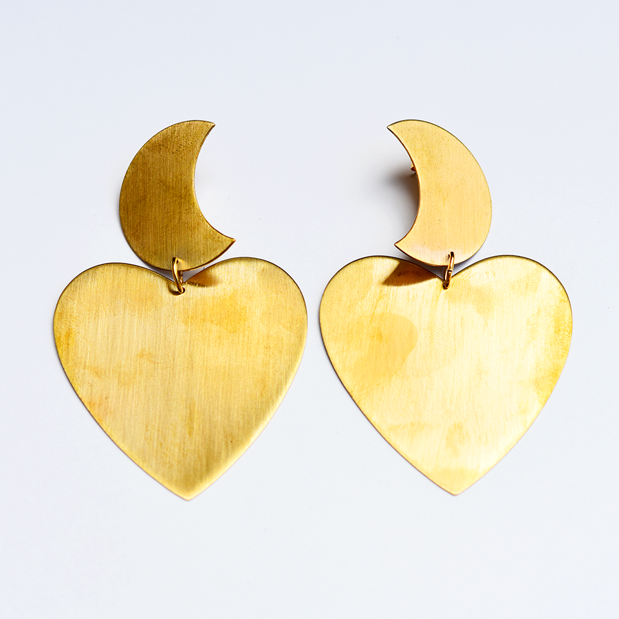 Mira Moon and Heart Earrings - Goldmakers Fine Jewelry