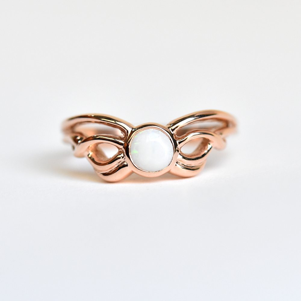 Abstract Moth ring in Rose Gold with Opal - Goldmakers Fine Jewelry