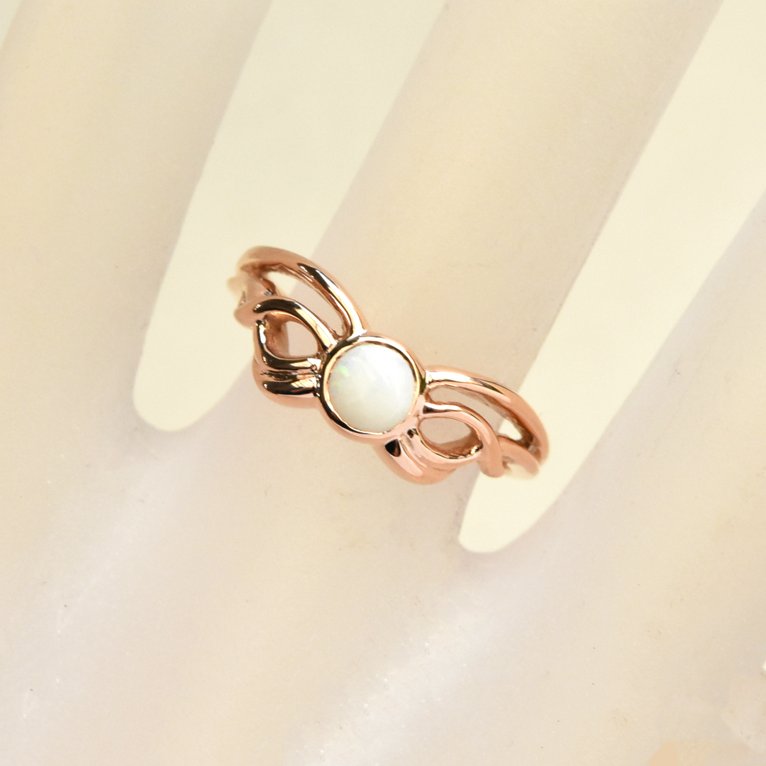 Abstract Moth ring in Rose Gold with Opal - Goldmakers Fine Jewelry