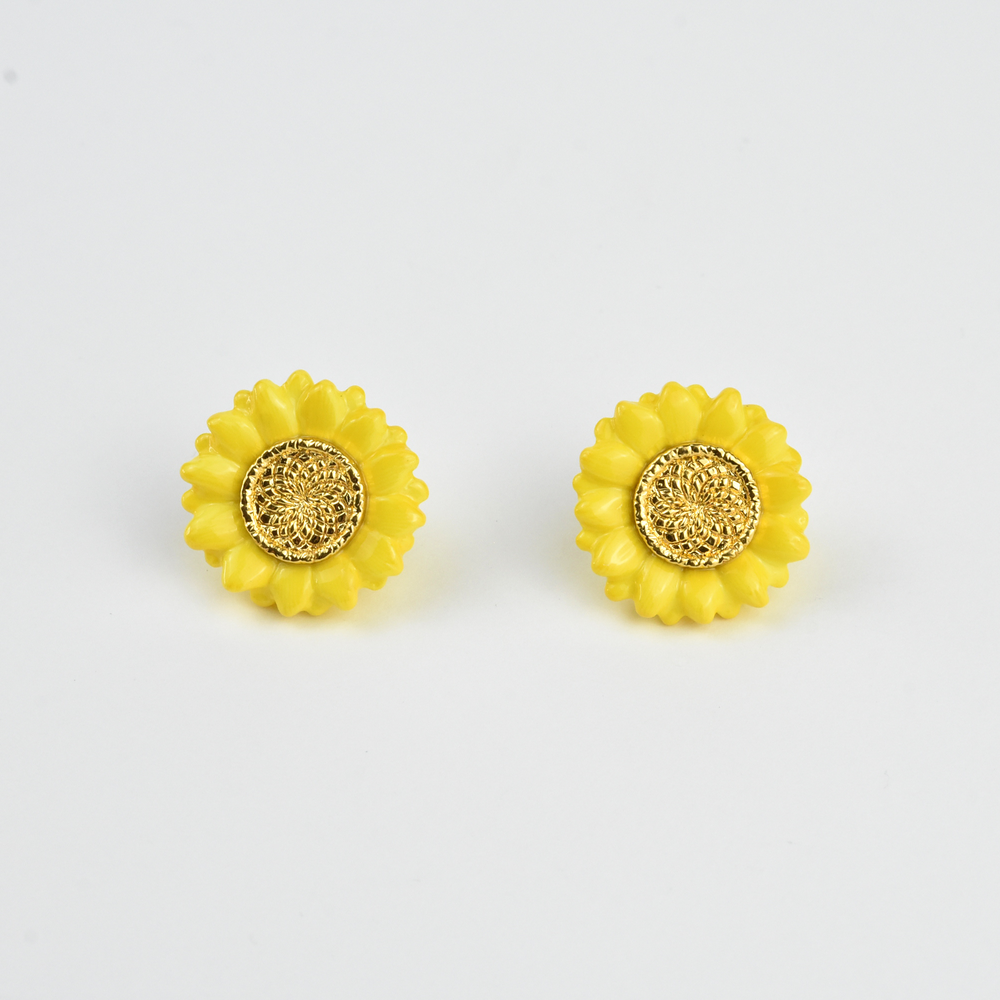 Oversized Ceramic Sunflower Posts - Goldmakers Fine Jewelry