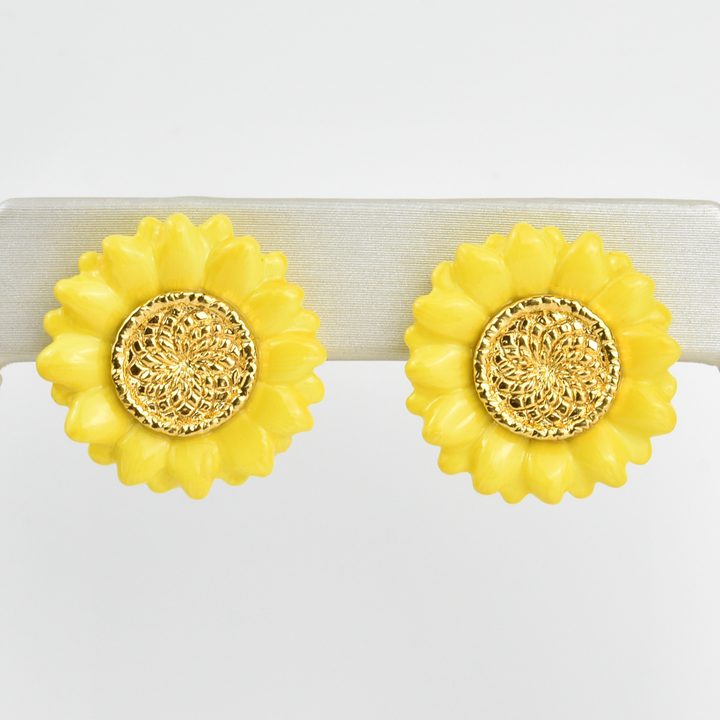 Oversized Ceramic Sunflower Posts - Goldmakers Fine Jewelry