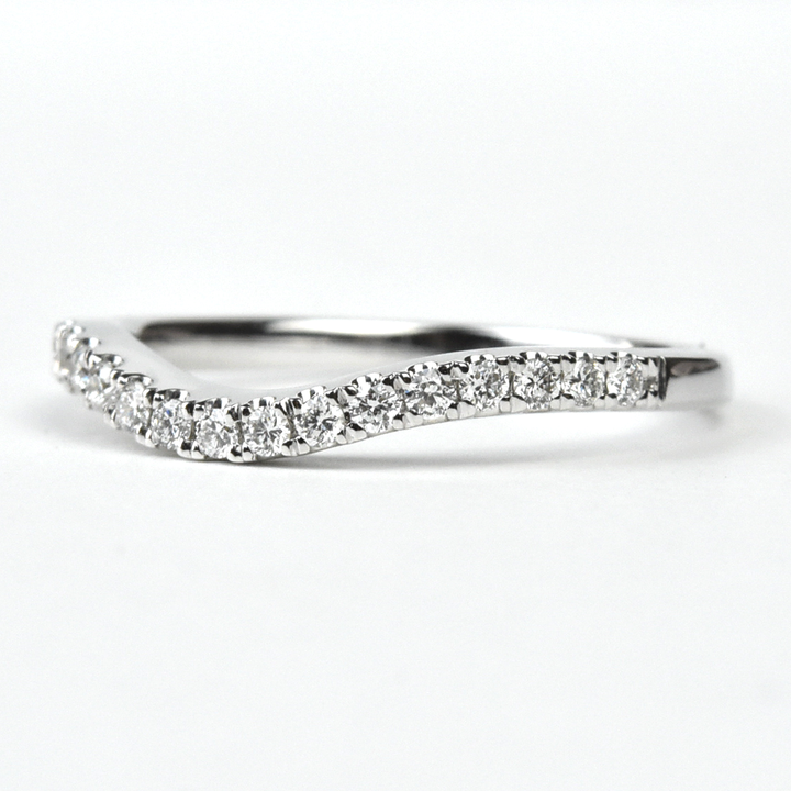 Classic Curved Diamond Band in White Gold - Goldmakers Fine Jewelry