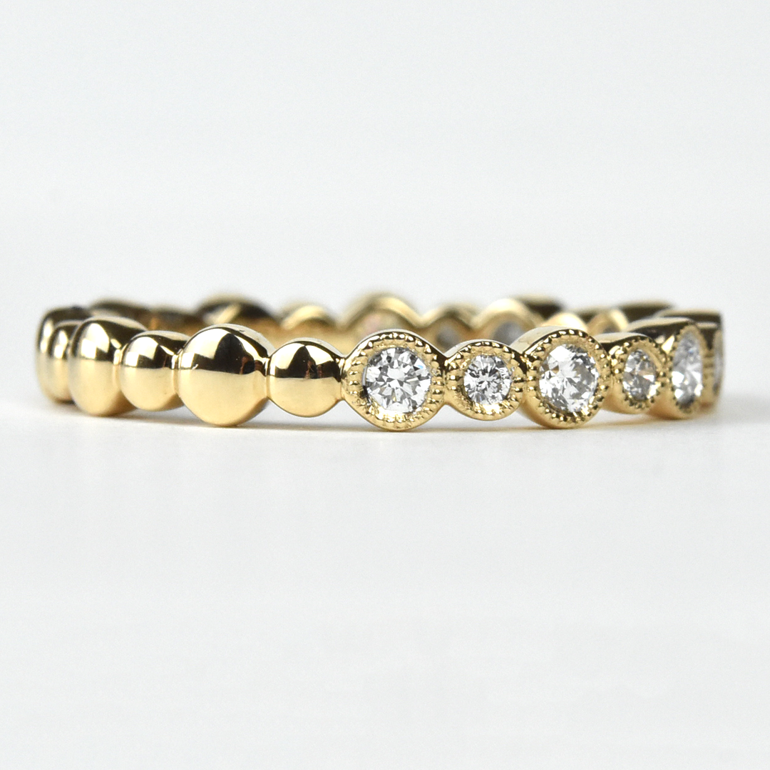 Bezel Set Diamond Band in Yellow Gold - Goldmakers Fine Jewelry