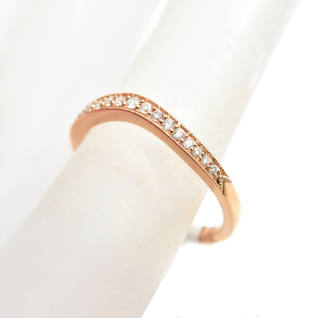 Curved Diamond Engagement Band in Rose Gold - Goldmakers Fine Jewelry