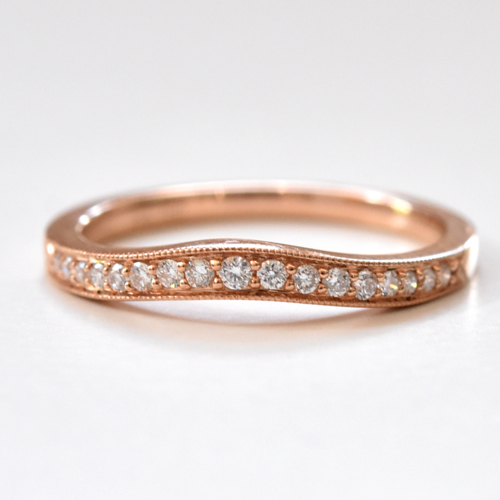 Curved Diamond Engagement Band in Rose Gold - Goldmakers Fine Jewelry