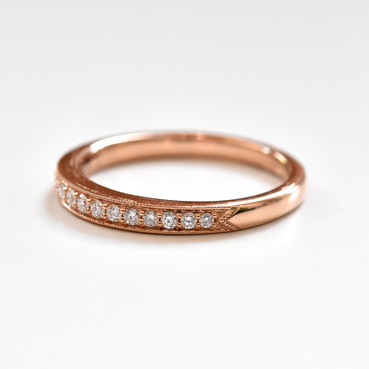 Diamond Engagement Band in Rose Gold - Goldmakers Fine Jewelry