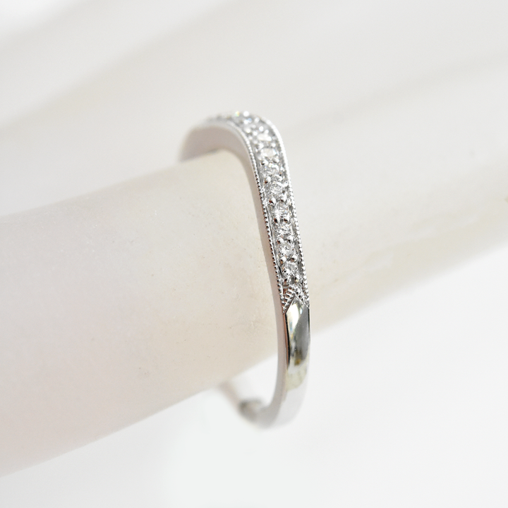 Diamond Curved Engagement Band in White Gold - Goldmakers Fine Jewelry