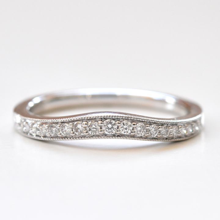 Diamond Curved Engagement Band in White Gold - Goldmakers Fine Jewelry
