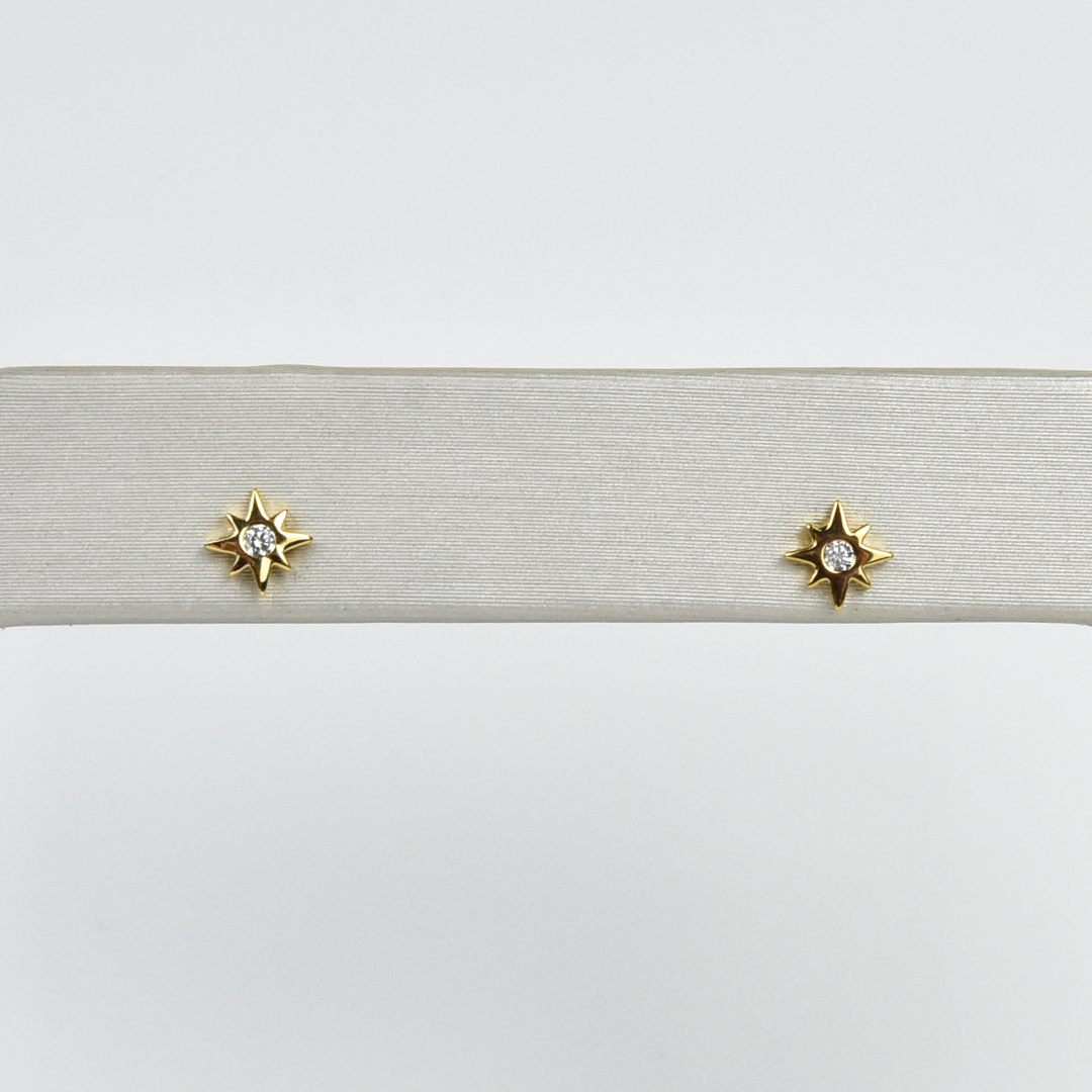 Tiny Starburst Studs in Yellow Gold Plate - Goldmakers Fine Jewelry