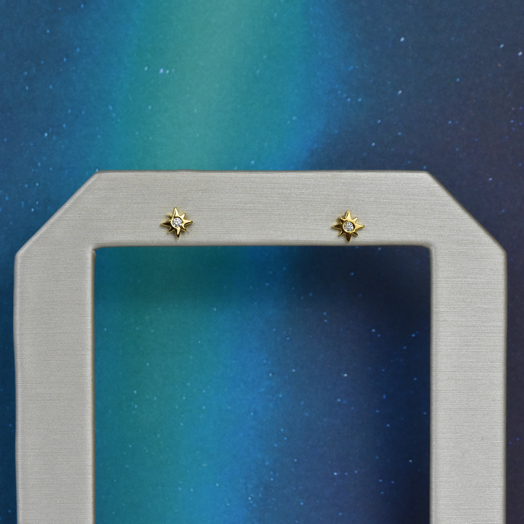 Tiny Starburst Studs in Yellow Gold Plate - Goldmakers Fine Jewelry