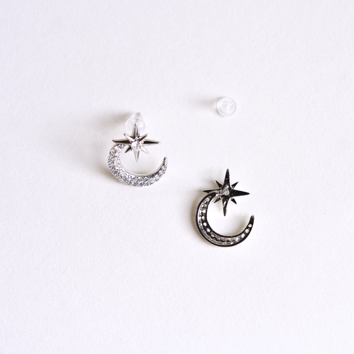 Crescent Moon and Star Posts - Goldmakers Fine Jewelry