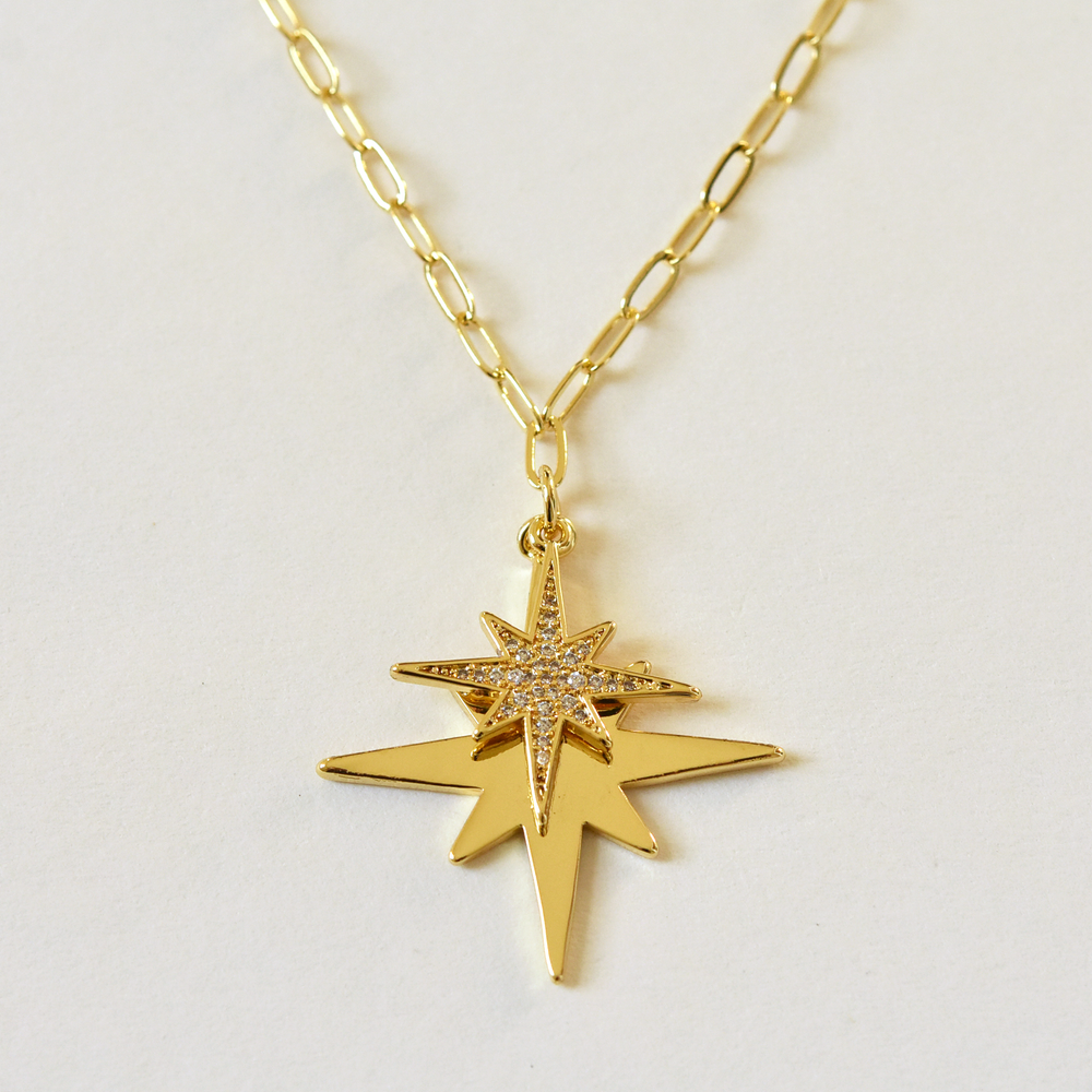 Double Starburst Necklace - Goldmakers Fine Jewelry