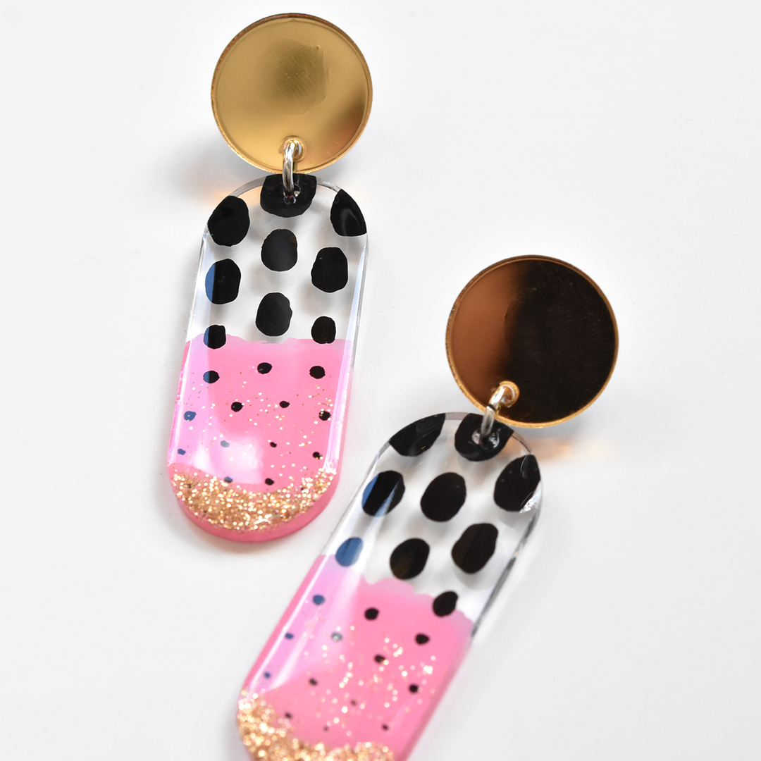 Pink Watermelon Oval Drops - Goldmakers Fine Jewelry
