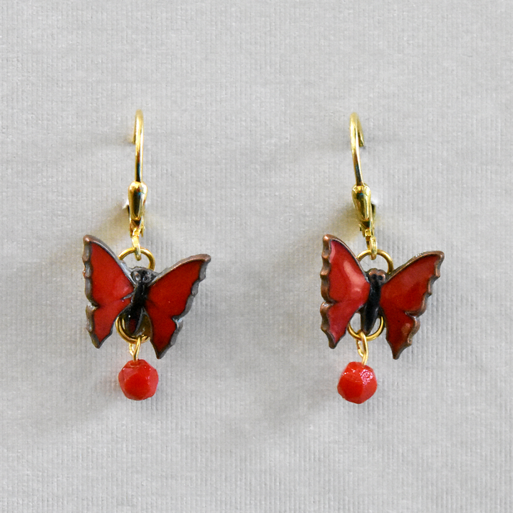 Red Butterfly Drops - Goldmakers Fine Jewelry