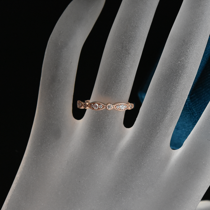 Diamond Almond Band in Rose Gold - Goldmakers Fine Jewelry