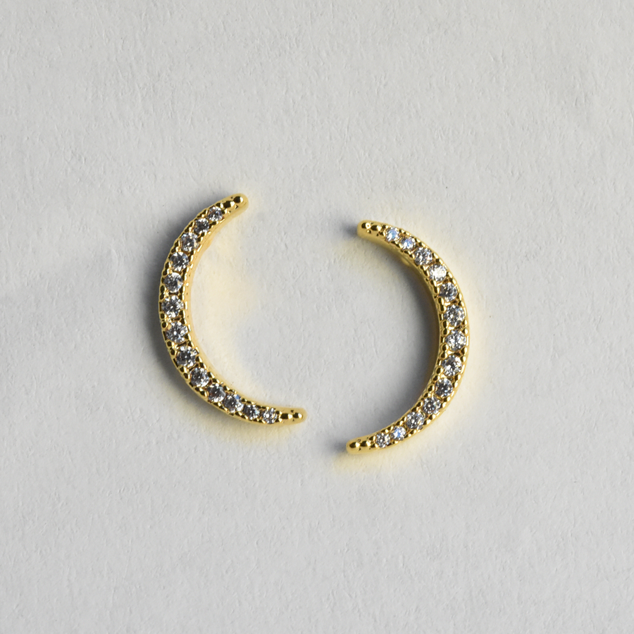 Petite Selene Crescent and Star Posts in Yellow Gold - Goldmakers Fine Jewelry