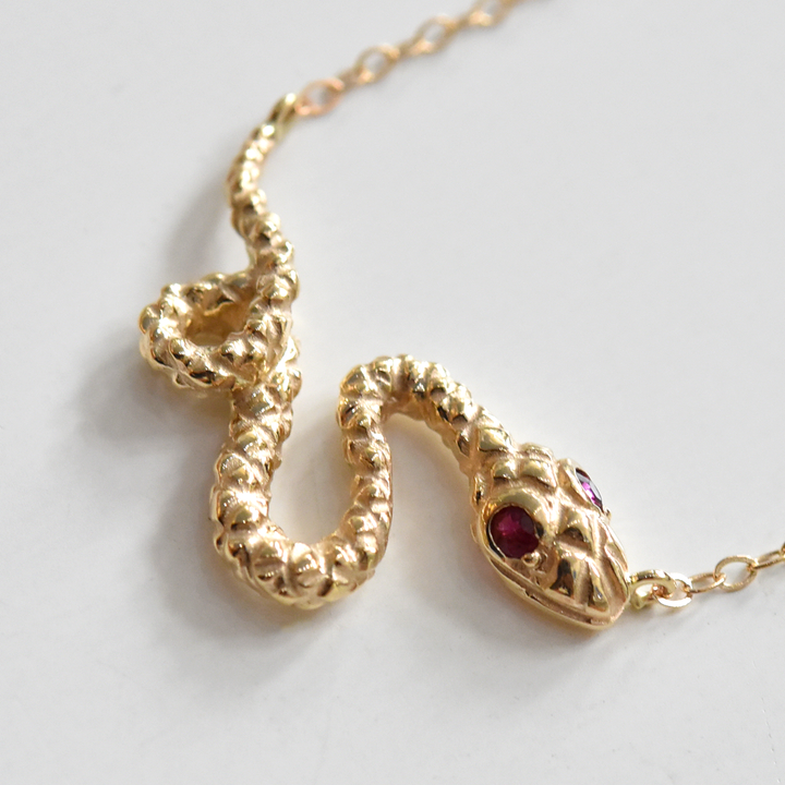 Serpent Collar in Gold With Ruby Eyes - Goldmakers Fine Jewelry