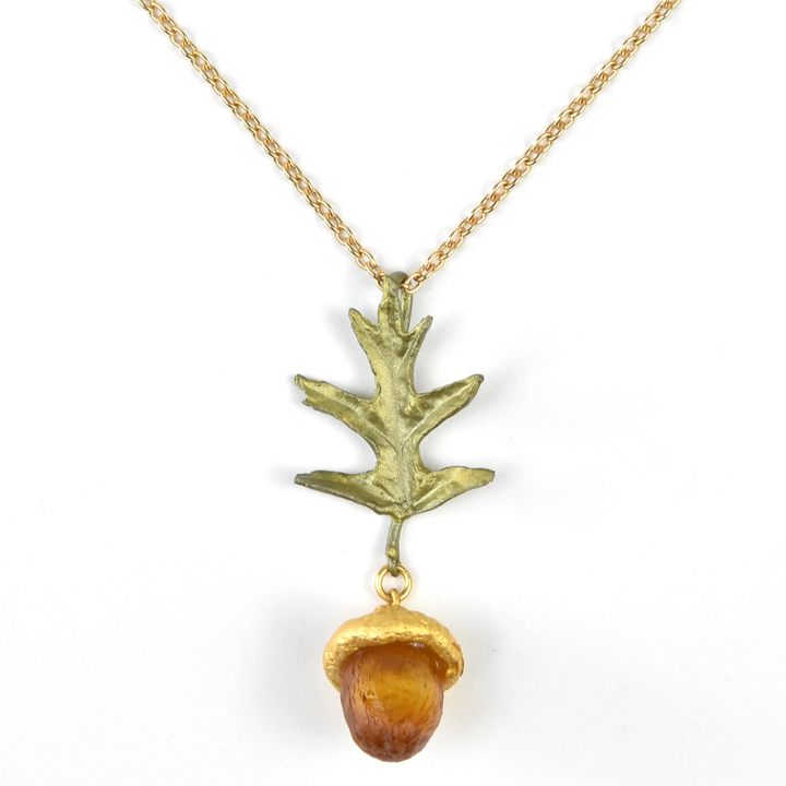 Glass Acorn Pendant Necklace - Goldmakers Fine Jewelry