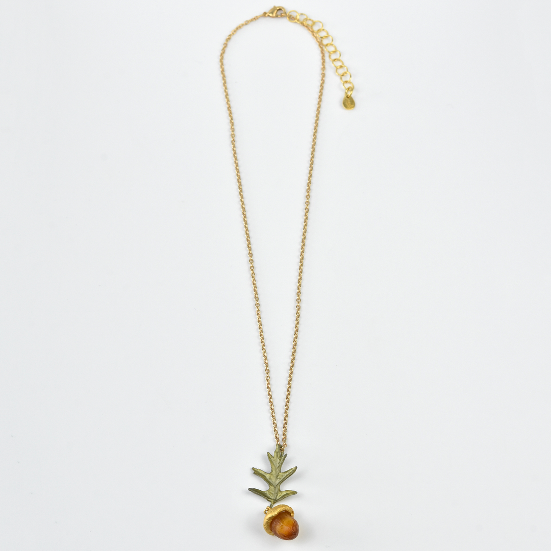 Glass Acorn Pendant Necklace - Goldmakers Fine Jewelry