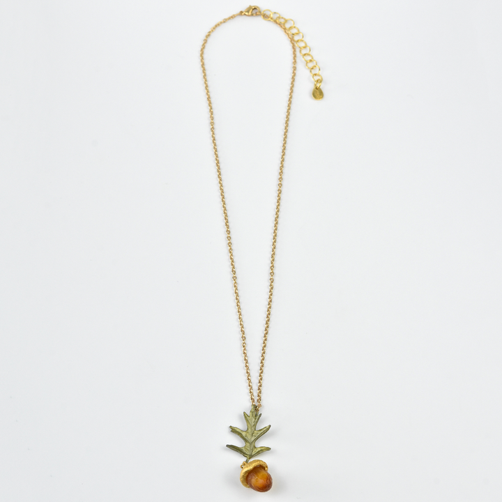 Glass Acorn Pendant Necklace - Goldmakers Fine Jewelry