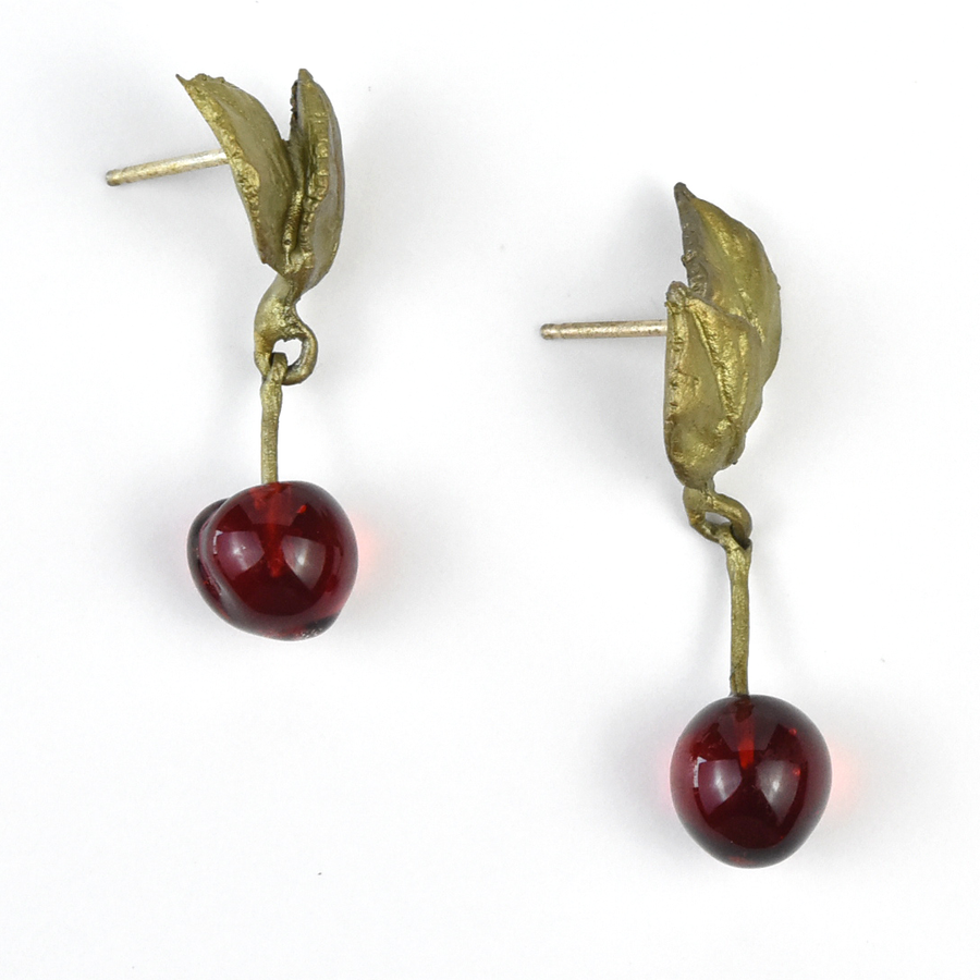 Cast Glass Cherry Earrings - Goldmakers Fine Jewelry
