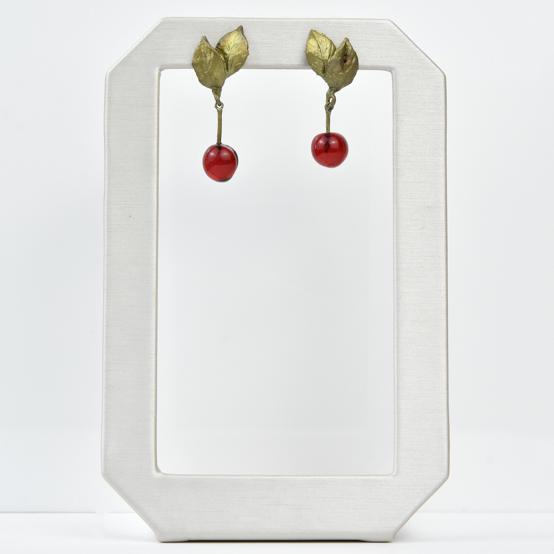 Cast Glass Cherry Earrings - Goldmakers Fine Jewelry