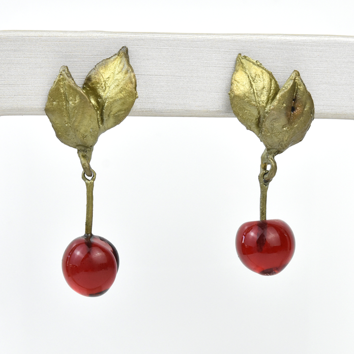 Cast Glass Cherry Earrings - Goldmakers Fine Jewelry