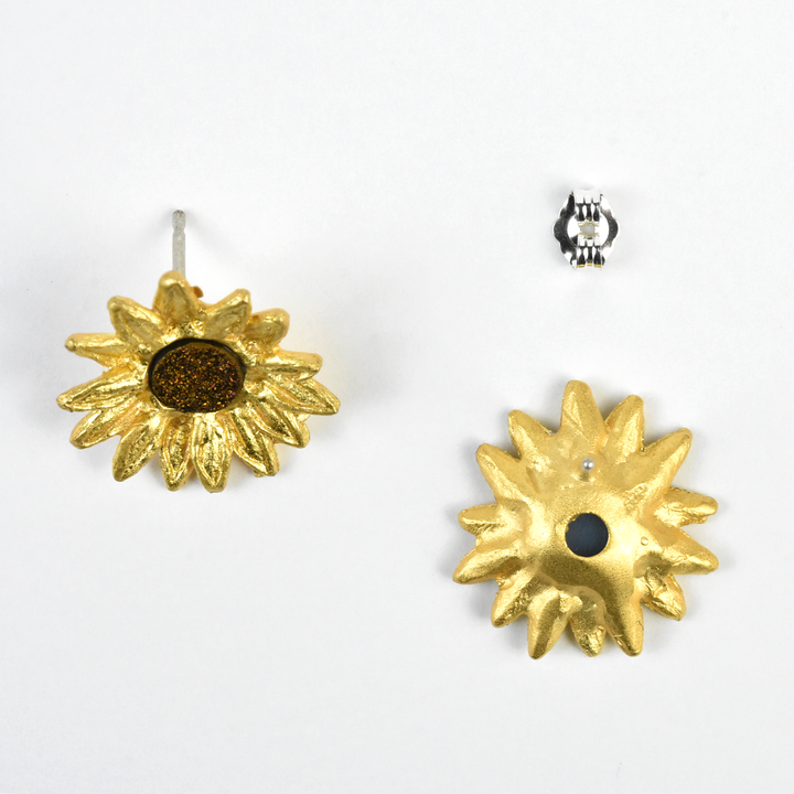 Sunflower Druzy Post Earrings - Goldmakers Fine Jewelry