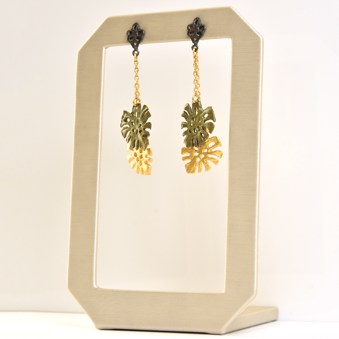 Monstera Post Drop Earrings - Goldmakers Fine Jewelry